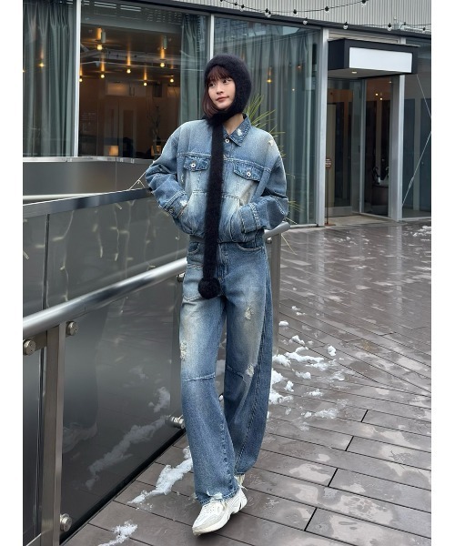 SORIN(ソリン )の「Balloon Soiled Denim Jacket/バルーン ソイルドデニムジャケット(デニムジャケット・レディース・インディゴブルー/ライトピンク・38)」の5枚目の写真