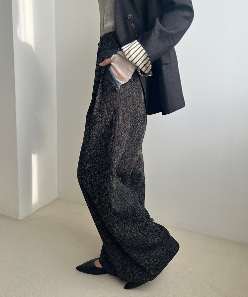 Rejoule(リジュール)の「バイカラー デニムパイピング ハイウエスト2タックワイドパンツ(その他パンツ・レディース・ブラック/アイボリー・S/M)」の10枚目の写真