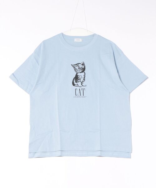 undeny.(アンディニ-)の「undeny/アンディニー CAT Tシャツ(Tシャツ/カットソー・レディース・ベージュ系その他/ホワイト/サックスブルー・F)」の3枚目の写真