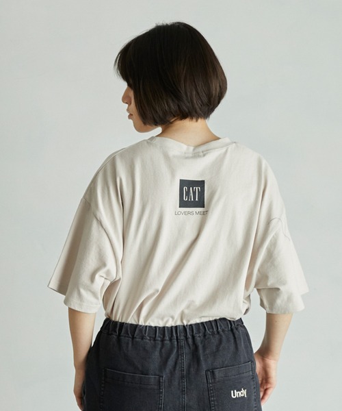 undeny.(アンディニ-)の「undeny/アンディニー CAT Tシャツ(Tシャツ/カットソー・レディース・ベージュ系その他/ホワイト/サックスブルー・F)」の4枚目の写真