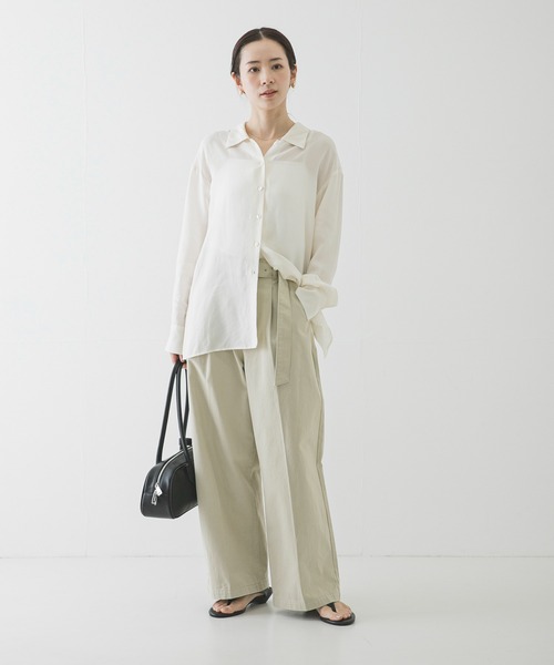 URBAN RESEARCH（アーバンリサーチ）の「『3サイズ展開』ベルト付きタックワイドチノパンツ（その他パンツ・レディース・ベージュ/ライトベージュ・40/38/36）」の7枚目の写真