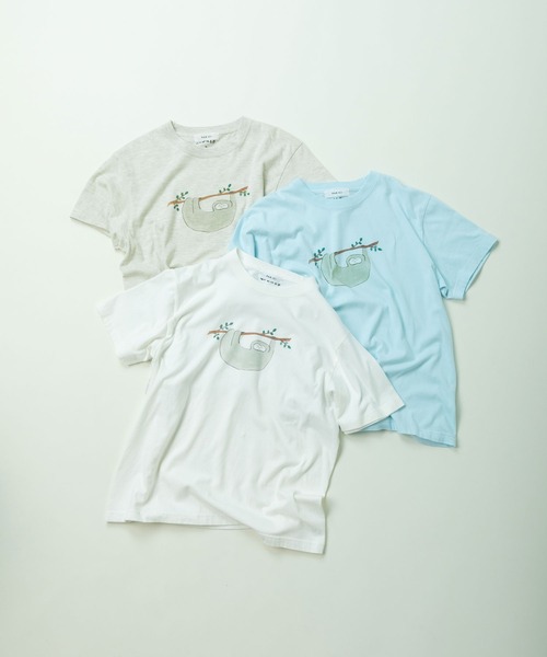 PAR ICI（パーリッシィ）の「むろいなつみ×ぱーりっしぃ ナマケモノTシャツ（Tシャツ/カットソー・レディース・グレー/ホワイト/サックスブルー・FREE）」の3枚目の写真