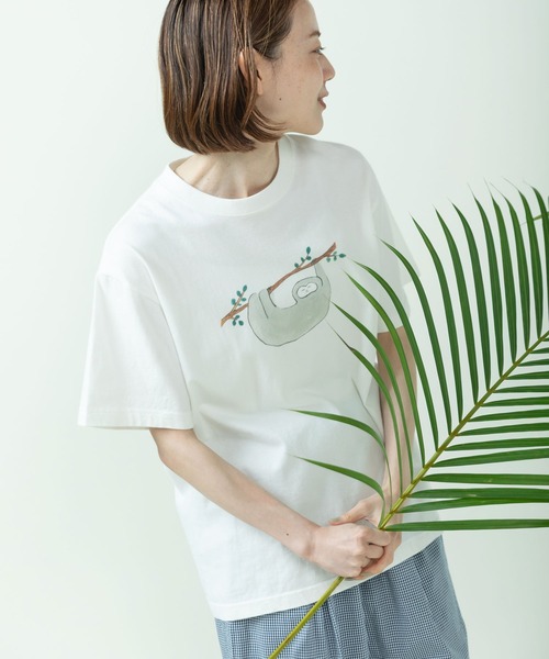 PAR ICI（パーリッシィ）の「むろいなつみ×ぱーりっしぃ ナマケモノTシャツ（Tシャツ/カットソー・レディース・グレー/ホワイト/サックスブルー・FREE）」の13枚目の写真