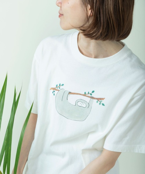 PAR ICI（パーリッシィ）の「むろいなつみ×ぱーりっしぃ ナマケモノTシャツ（Tシャツ/カットソー・レディース・グレー/ホワイト/サックスブルー・FREE）」の8枚目の写真