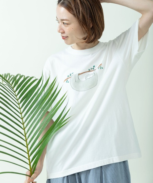 PAR ICI（パーリッシィ）の「むろいなつみ×ぱーりっしぃ ナマケモノTシャツ（Tシャツ/カットソー・レディース・グレー/ホワイト/サックスブルー・FREE）」の9枚目の写真