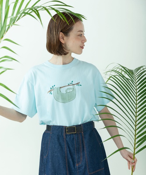 PAR ICI（パーリッシィ）の「むろいなつみ×ぱーりっしぃ ナマケモノTシャツ（Tシャツ/カットソー・レディース・グレー/ホワイト/サックスブルー・FREE）」の21枚目の写真