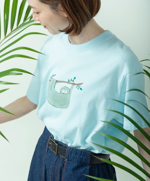 PAR ICI（パーリッシィ）の「むろいなつみ×ぱーりっしぃ ナマケモノTシャツ（Tシャツ/カットソー・レディース・グレー/ホワイト/サックスブルー・FREE）」の22枚目の写真