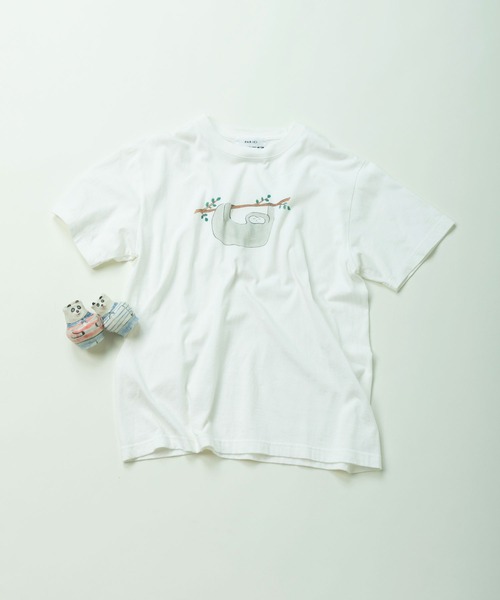 PAR ICI（パーリッシィ）の「むろいなつみ×ぱーりっしぃ ナマケモノTシャツ（Tシャツ/カットソー・レディース・グレー/ホワイト/サックスブルー・FREE）」の6枚目の写真