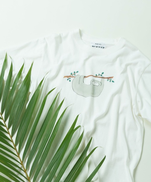 PAR ICI（パーリッシィ）の「むろいなつみ×ぱーりっしぃ ナマケモノTシャツ（Tシャツ/カットソー・レディース・グレー/ホワイト/サックスブルー・FREE）」の7枚目の写真