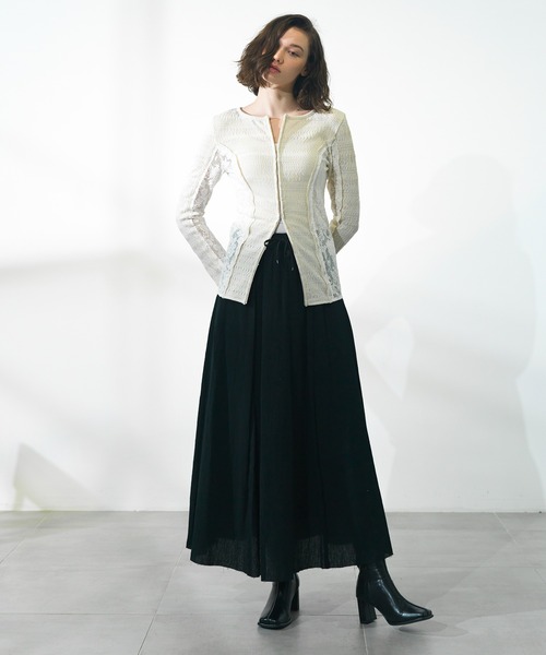 CITY TOKYO（シティトウキョウ）の「【CITY TOKYO/シティートウキョウ】クレープカットオフフレアスカート（スカート・レディース・ブラウン/ホワイト/ブラック・2/1）」の14枚目の写真