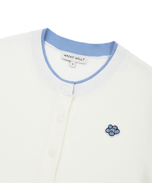 Wacky WiLLy(ワッキーウィリー)の「WOMEN'S LILY WAPPEN ROUND NECK SHORT SLEEVE CARDIGAN(カーディガン/ボレロ・レディース・イエロー/グレー/ホワイト・MEDIUM/SMALL/LARGE)」の6枚目の写真