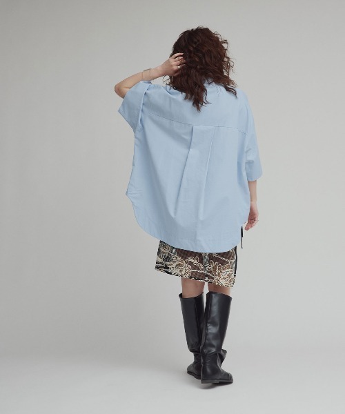 W:Huku(フーク)の「【W:Huku / スムースタッチコットン】ボウタイ ハーフ ブラウス/ 半袖 ハーフスリーブ / Smooth Touch Cotton Bow Tie Half Blouse(シャツ/ブラウス・レディース・ベージュ系その他/ブラック/スカイブルー/オフホワイト・FREE)」の15枚目の写真