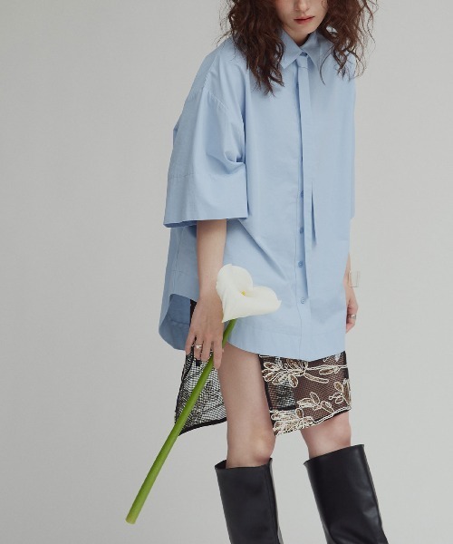 W:Huku(フーク)の「【W:Huku / スムースタッチコットン】ボウタイ ハーフ ブラウス/ 半袖 ハーフスリーブ / Smooth Touch Cotton Bow Tie Half Blouse(シャツ/ブラウス・レディース・ベージュ系その他/ブラック/スカイブルー/オフホワイト・FREE)」の18枚目の写真