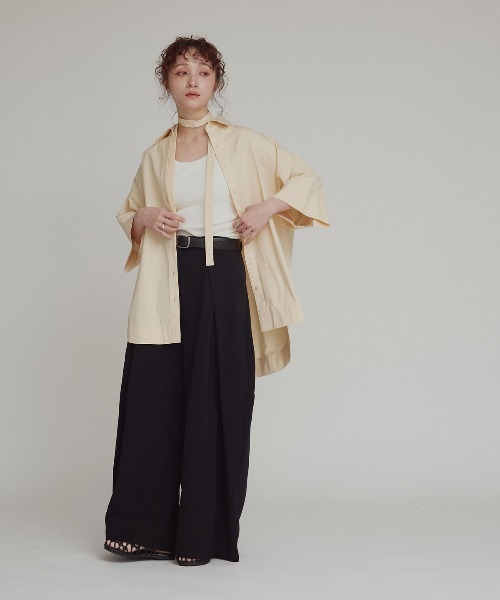 W:Huku(フーク)の「【W:Huku / スムースタッチコットン】ボウタイ ハーフ ブラウス/ 半袖 ハーフスリーブ / Smooth Touch Cotton Bow Tie Half Blouse(シャツ/ブラウス・レディース・ベージュ系その他/ブラック/スカイブルー/オフホワイト・FREE)」の22枚目の写真