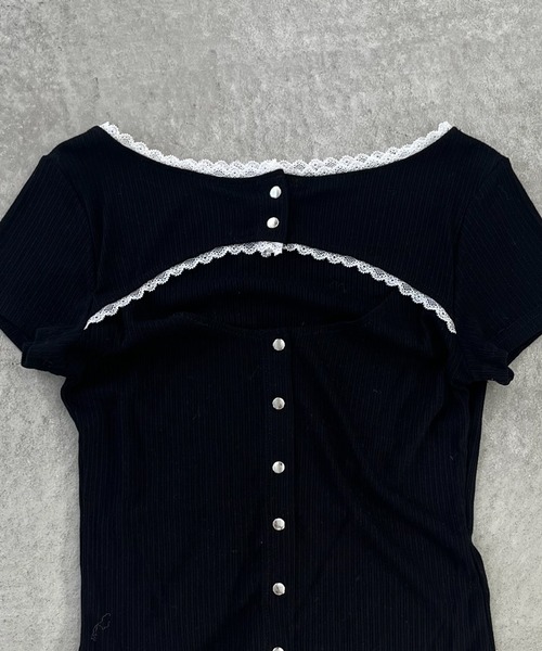 MORE self LOVE(モアセルフラブ)の「オープンカットトップス(Tシャツ/カットソー・レディース・ブラック/グレー/オフホワイト・FREE)」の14枚目の写真