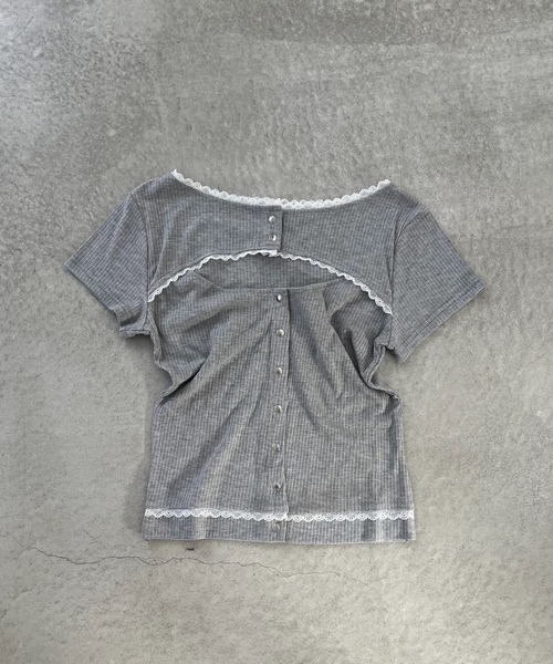 MORE self LOVE(モアセルフラブ)の「オープンカットトップス(Tシャツ/カットソー・レディース・ブラック/グレー/オフホワイト・FREE)」の21枚目の写真