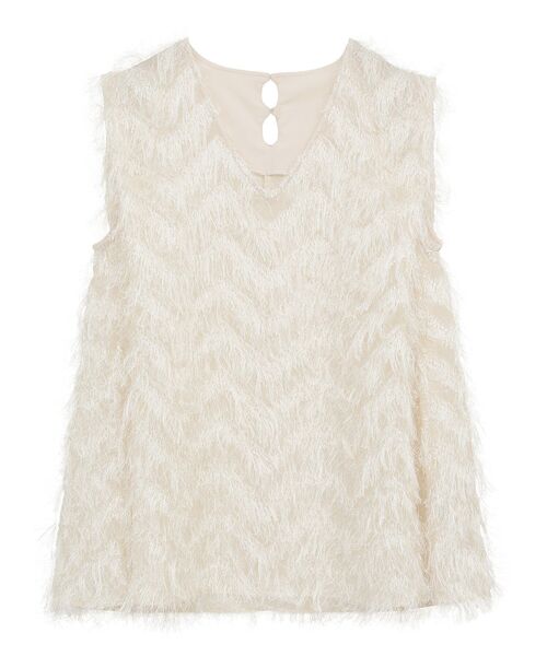 GARAGE OF GOOD CLOTHING（ガレージオブグッドクロージング）の「【日本製】フリンジVネックフレアプルオーバー（ベスト・レディース・ブラック/アイボリー・FREE）」の19枚目の写真