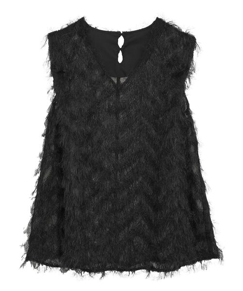 GARAGE OF GOOD CLOTHING（ガレージオブグッドクロージング）の「【日本製】フリンジVネックフレアプルオーバー（ベスト・レディース・ブラック/アイボリー・FREE）」の20枚目の写真