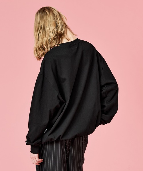 WETTEMPT（ウィテンプト）の「DRAWSTRING EMBROIDERY L/S TEE / ドローコード刺繍ロンT（Tシャツ/カットソー・メンズ・ブラック/グレー・SMALL/MEDIUM/LARGE）」の6枚目の写真