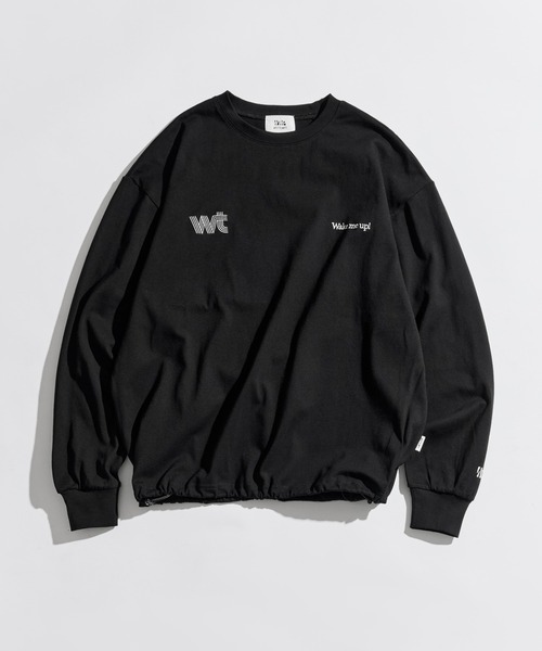 WETTEMPT（ウィテンプト）の「DRAWSTRING EMBROIDERY L/S TEE / ドローコード刺繍ロンT（Tシャツ/カットソー・メンズ・ブラック/グレー・SMALL/MEDIUM/LARGE）」の3枚目の写真