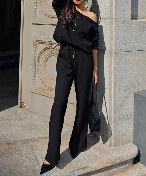 esutoreja（エストレジャ）の「ワンショルダースウェットセットアップ（セットアップ・レディース・グレー/オートミール・FREE）」の5枚目の写真