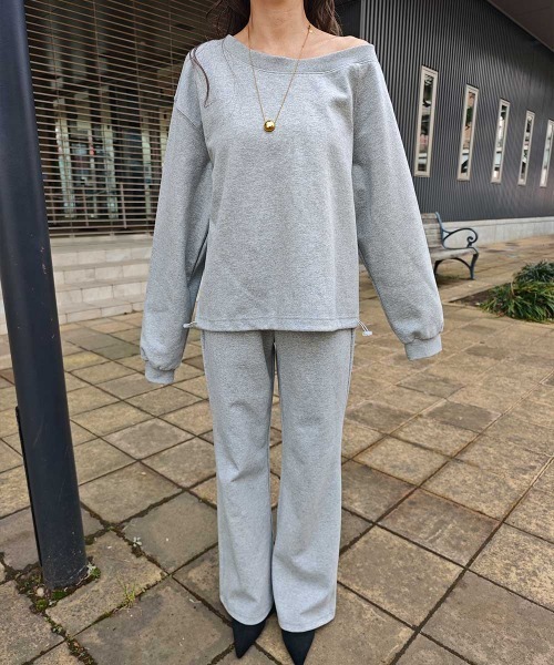esutoreja（エストレジャ）の「ワンショルダースウェットセットアップ（セットアップ・レディース・グレー/オートミール・FREE）」の16枚目の写真