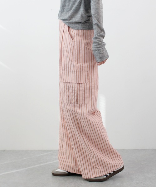 ABYS（アビス）の「【ドロスト付き】ポコポコ ストライプ カーゴパンツ（カーゴパンツ・レディース・ブルー/ピンク/ホワイト・MEDIUM/LARGE）」の19枚目の写真