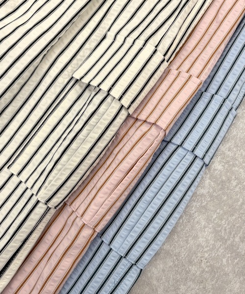 ABYS（アビス）の「【ドロスト付き】ポコポコ ストライプ カーゴパンツ（カーゴパンツ・レディース・ブルー/ピンク/ホワイト・MEDIUM/LARGE）」の8枚目の写真