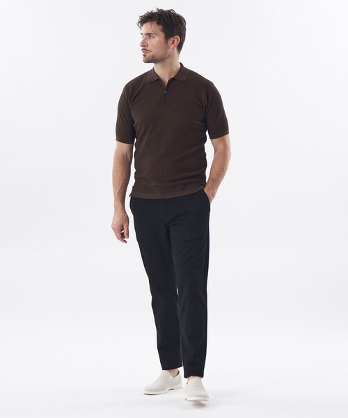 EPOCA UOMO(エポカウォモ)の「*Safari5月号掲載*アセテートニットポロ(ポロシャツ・メンズ・ダークブラウン/ブラック/グレー・48/46)」の6枚目の写真