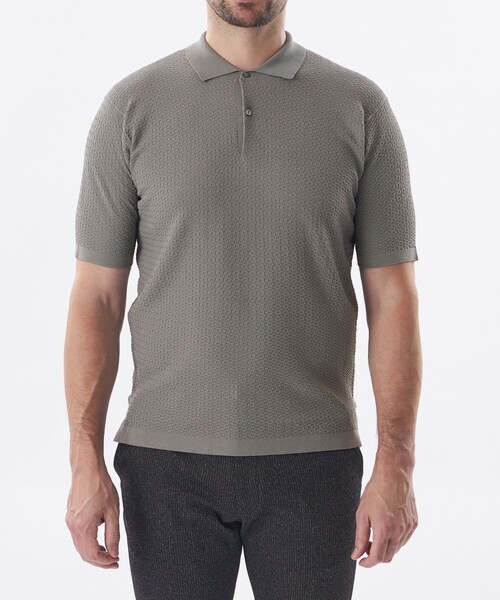 EPOCA UOMO(エポカウォモ)の「*Safari5月号掲載*アセテートニットポロ(ポロシャツ・メンズ・ダークブラウン/ブラック/グレー・48/46)」の7枚目の写真