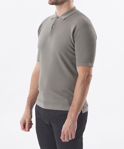 EPOCA UOMO(エポカウォモ)の「*Safari5月号掲載*アセテートニットポロ(ポロシャツ・メンズ・ダークブラウン/ブラック/グレー・48/46)」の8枚目の写真