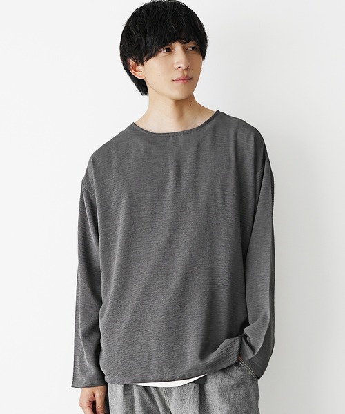 MinoriTY(マイノリティ)の「【MinoriTY】立体シワ加工ボートネックロングTシャツ メンズ ロンT 長袖Tシャツ カットソー 春服 秋服(Tシャツ/カットソー・メンズ・グレイッシュベージュ/ブルーグリーン/チャコール・S/M/L)」の16枚目の写真