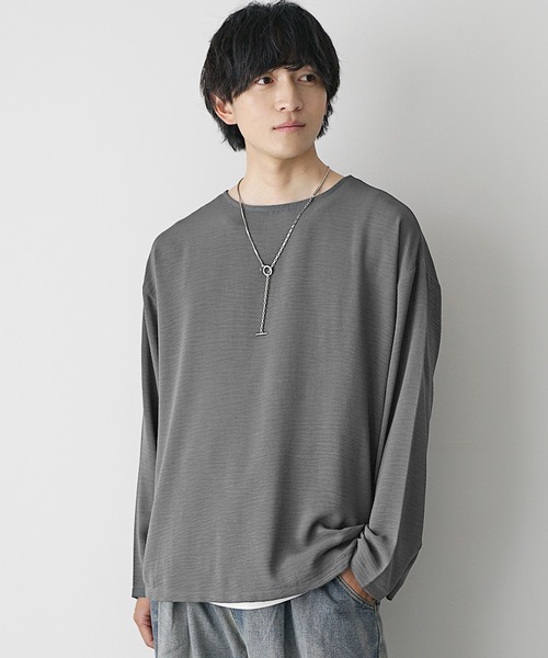 MinoriTY(マイノリティ)の「【MinoriTY】立体シワ加工ボートネックロングTシャツ メンズ ロンT 長袖Tシャツ カットソー 春服 秋服(Tシャツ/カットソー・メンズ・グレイッシュベージュ/ブルーグリーン/チャコール・S/M/L)」の19枚目の写真