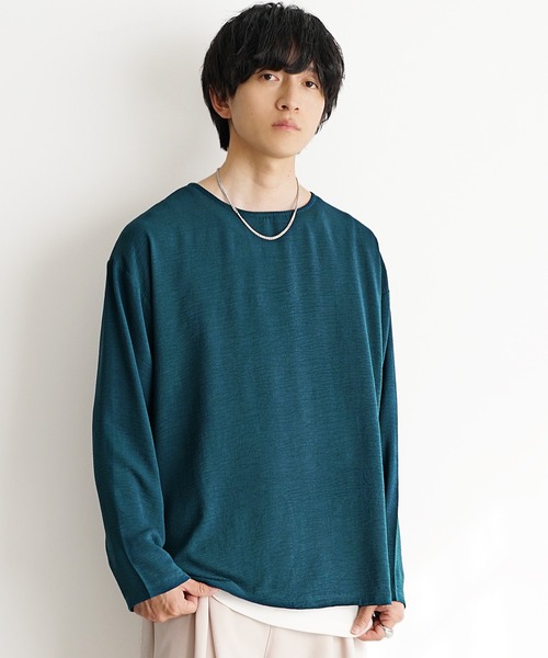 MinoriTY(マイノリティ)の「【MinoriTY】立体シワ加工ボートネックロングTシャツ メンズ ロンT 長袖Tシャツ カットソー 春服 秋服(Tシャツ/カットソー・メンズ・グレイッシュベージュ/ブルーグリーン/チャコール・S/M/L)」の6枚目の写真