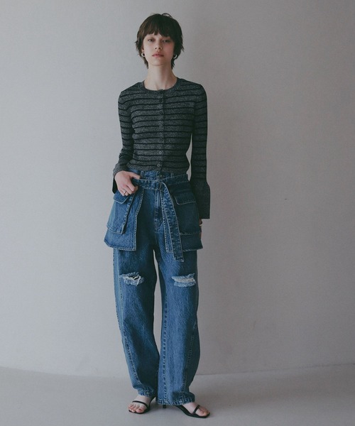 BAYFLOW（ベイフロー）の「【EF(エフ)】デニムボリュームパンツ（WOMEN）（デニムパンツ・レディース・インディゴブルー/グレー・FREE）」の7枚目の写真