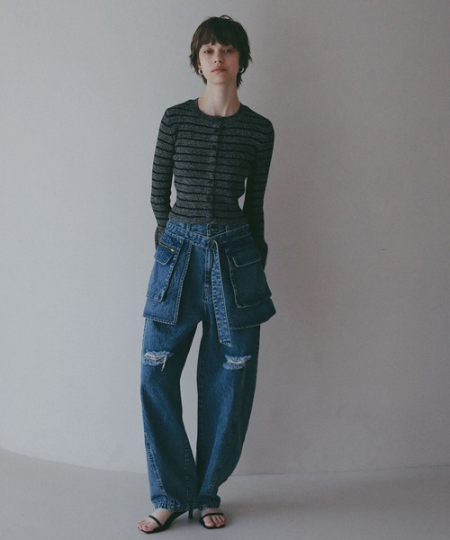 BAYFLOW（ベイフロー）の「【EF(エフ)】デニムボリュームパンツ（WOMEN）（デニムパンツ・レディース・インディゴブルー/グレー・FREE）」の8枚目の写真