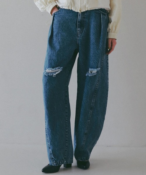 BAYFLOW（ベイフロー）の「【EF(エフ)】デニムボリュームパンツ（WOMEN）（デニムパンツ・レディース・インディゴブルー/グレー・FREE）」の13枚目の写真