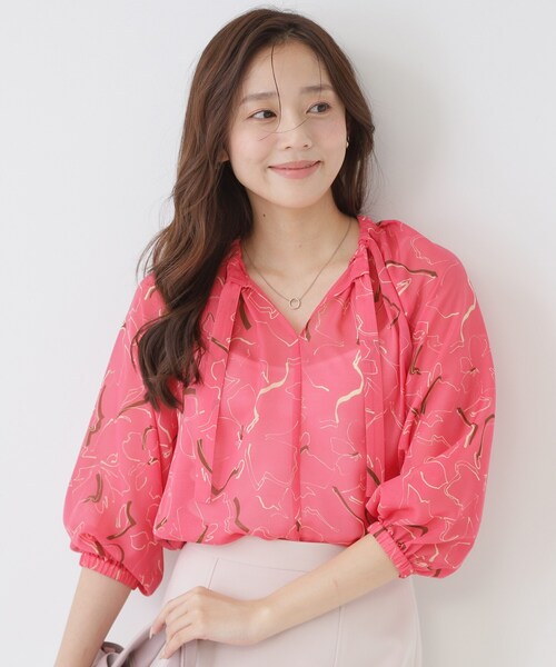 COUP DE CHANCE（クードシャンス）の「【手洗い可/通勤服】シアーローン花柄ブラウス（シャツ/ブラウス・レディース・ピンク系/ホワイト系3/ブラウン系その他2・34/36/38/40）」の18枚目の写真