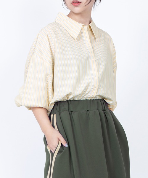 PUNYUS（プニュズ）の「キャンディストライプシャツ（シャツ/ブラウス・レディース・グリーン/イエロー/ブルー・1/2/3/4/5）」の3枚目の写真