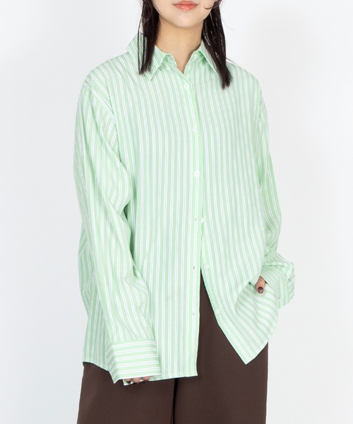 PUNYUS（プニュズ）の「キャンディストライプシャツ（シャツ/ブラウス・レディース・グリーン/イエロー/ブルー・1/2/3/4/5）」の2枚目の写真