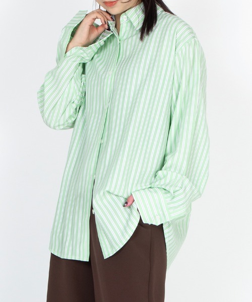 PUNYUS（プニュズ）の「キャンディストライプシャツ（シャツ/ブラウス・レディース・グリーン/イエロー/ブルー・1/2/3/4/5）」の12枚目の写真