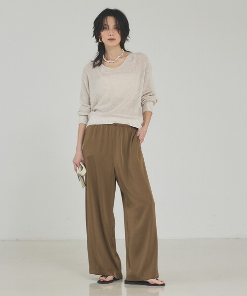 qualite（カリテ）の「【接触冷感＆吸水速乾】クールサテンパンツ/セットアップ対応/夏服/春服/オフィスカジュアル/きれいめ（その他パンツ・レディース・グレー/カーキ/ブラック・38/34/36）」の13枚目の写真