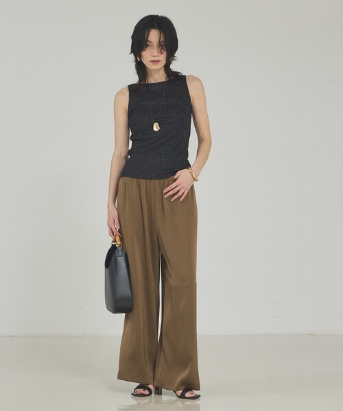 qualite（カリテ）の「【接触冷感＆吸水速乾】クールサテンパンツ/セットアップ対応/夏服/春服/オフィスカジュアル/きれいめ（その他パンツ・レディース・グレー/カーキ/ブラック・38/34/36）」の17枚目の写真