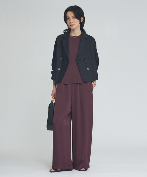qualite（カリテ）の「【接触冷感・吸水速乾】クールサテンパンツ　セットアップ対応　夏服　オフィスカジュアル　きれいめ（その他パンツ・レディース・グレー/カーキ/ブラック/ネイビー/ワイン・38/34/36）」の13枚目の写真