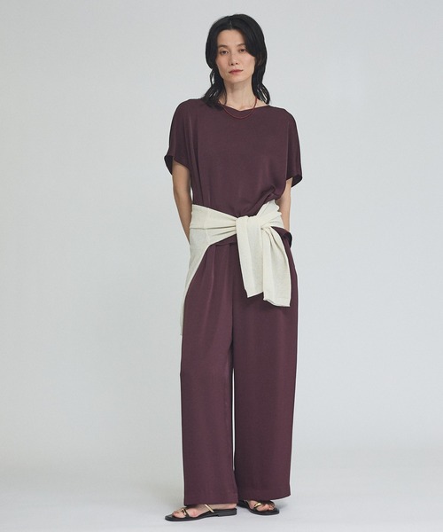 qualite（カリテ）の「【接触冷感・吸水速乾】クールサテンパンツ　セットアップ対応　夏服　オフィスカジュアル　きれいめ（その他パンツ・レディース・グレー/カーキ/ブラック/ネイビー/ワイン・38/34/36）」の15枚目の写真