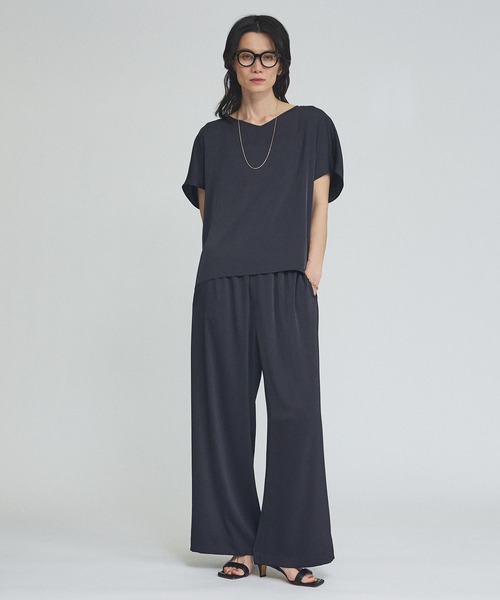 qualite（カリテ）の「【接触冷感・吸水速乾】クールサテンパンツ　セットアップ対応　夏服　オフィスカジュアル　きれいめ（その他パンツ・レディース・グレー/カーキ/ブラック/ネイビー/ワイン・38/34/36）」の19枚目の写真