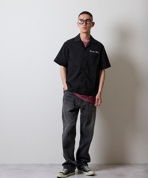 C/N CLOTH BOWLING S/S SHIRT / コットン ナイロン クロス バックロゴ