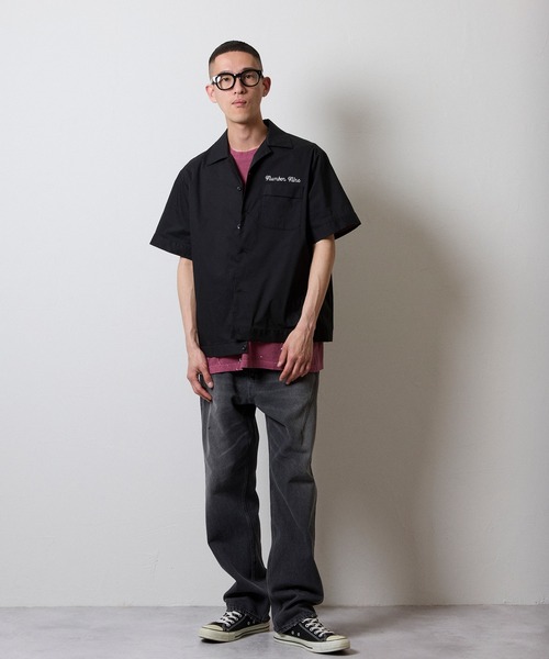 C/N CLOTH BOWLING S/S SHIRT / コットン ナイロン クロス バックロゴ