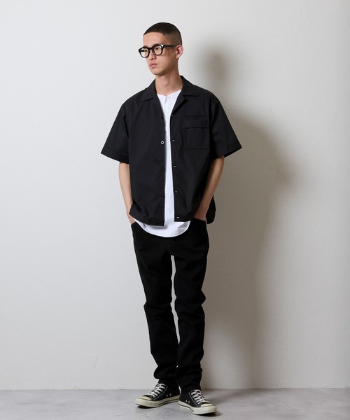 C/N CLOTH BOWLING S/S SHIRT / コットン ナイロン クロス バックロゴ