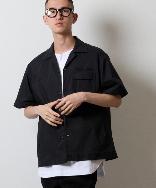 C/N CLOTH BOWLING S/S SHIRT / コットン ナイロン クロス バックロゴ